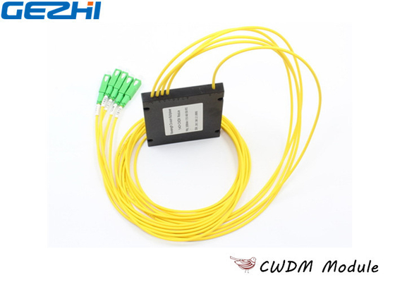 أصفر 1x4 CWDM Mux Demux ABS Type 1270-1610nm الطول الموجي لمراقبة الخط