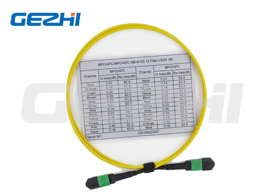 شراء 12 سلسلة كبلات تصحيح الألياف متعددة الأوضاع أنثى OS2 9/125 MPO كبل online manufacture