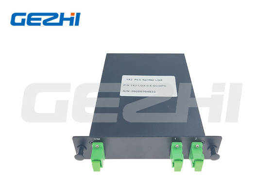 1x2 LGX Box Fiber Optical Splitter 1 * 2 SC / APC Connector for FTTH FTTA Distribution Box