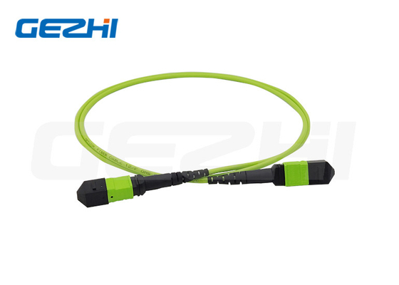 12 Core MPO Female Trunk Cable MM OM5 3.0MM Lime Green LSZH Polarity A / B.