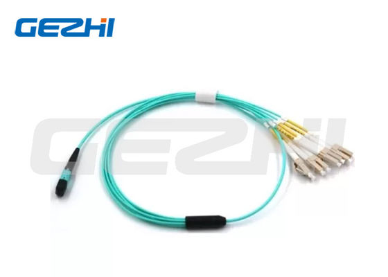 2M الألياف البصرية MPO 8 Core OM3 MM Patch Cord Fanout LSZH 1310nm اختبار الطول الموجي