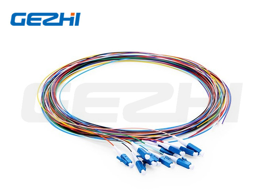 1m 3ft Fiber Optic Pigtail وضع واحد Lc Upc 12 ألياف Os2 غير مغطاة باللون