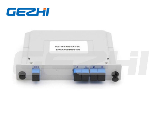 SC/UPC 1*4 إدراج نوع Fiber Optic PLC Splitter مع نطاق طول الموجة التشغيلية 1260 ∼ 1650 خسارة العودة 55